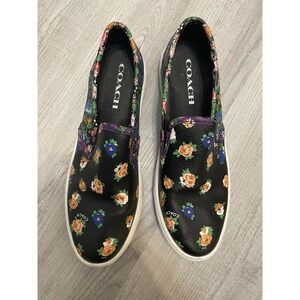 Coach Floral Print Slip On coated canvas Sneakers Womens 7  Comfort Shoes